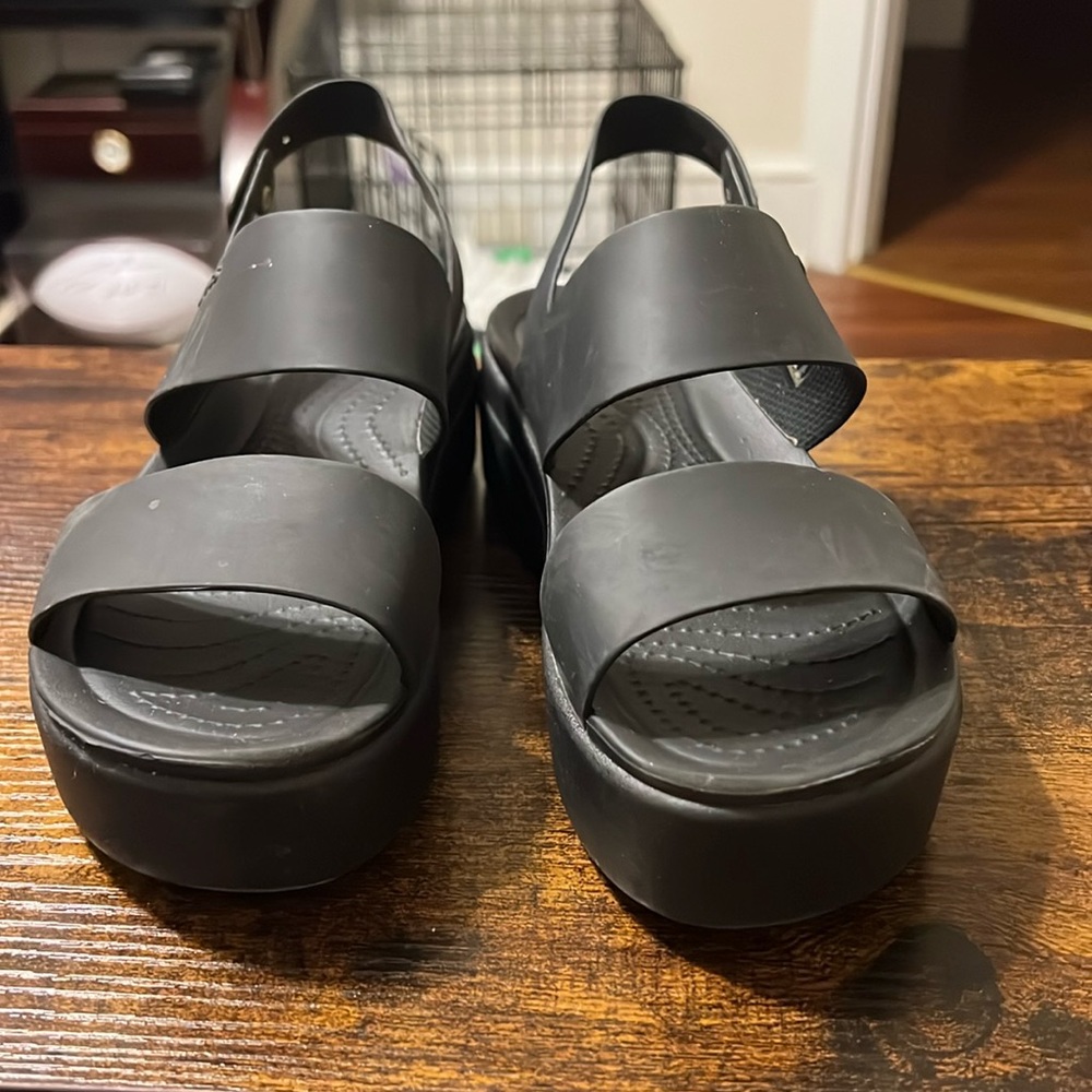 Platform Crocs sandals. Gently worn.